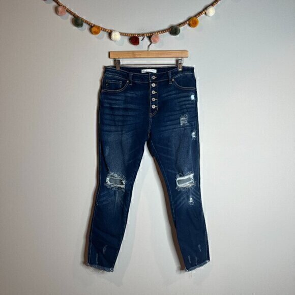 KanCan distressed raw hem skinny jeans - Picture 1 of 5